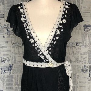 Anthropologie Wrap Top w/ Vintage Accents